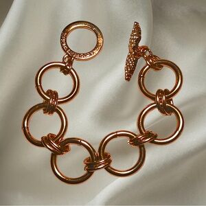 Victoria’s Secret Rose Gold-Tone Linked Circle Bracelet w/ Angel Wing Toggle